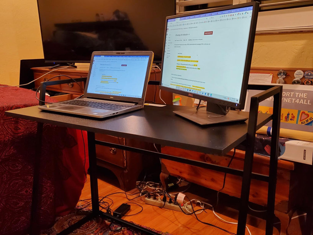 bureau pliable design en acier et bois 80x50 cm moderne, compact et idéal pour le télétravail à la maison