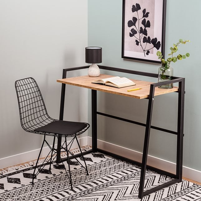 bureau et chaise pliables en acier et bois 80x50 cm design moderne, idéal pour petit espace et télétravail maison Tunisie