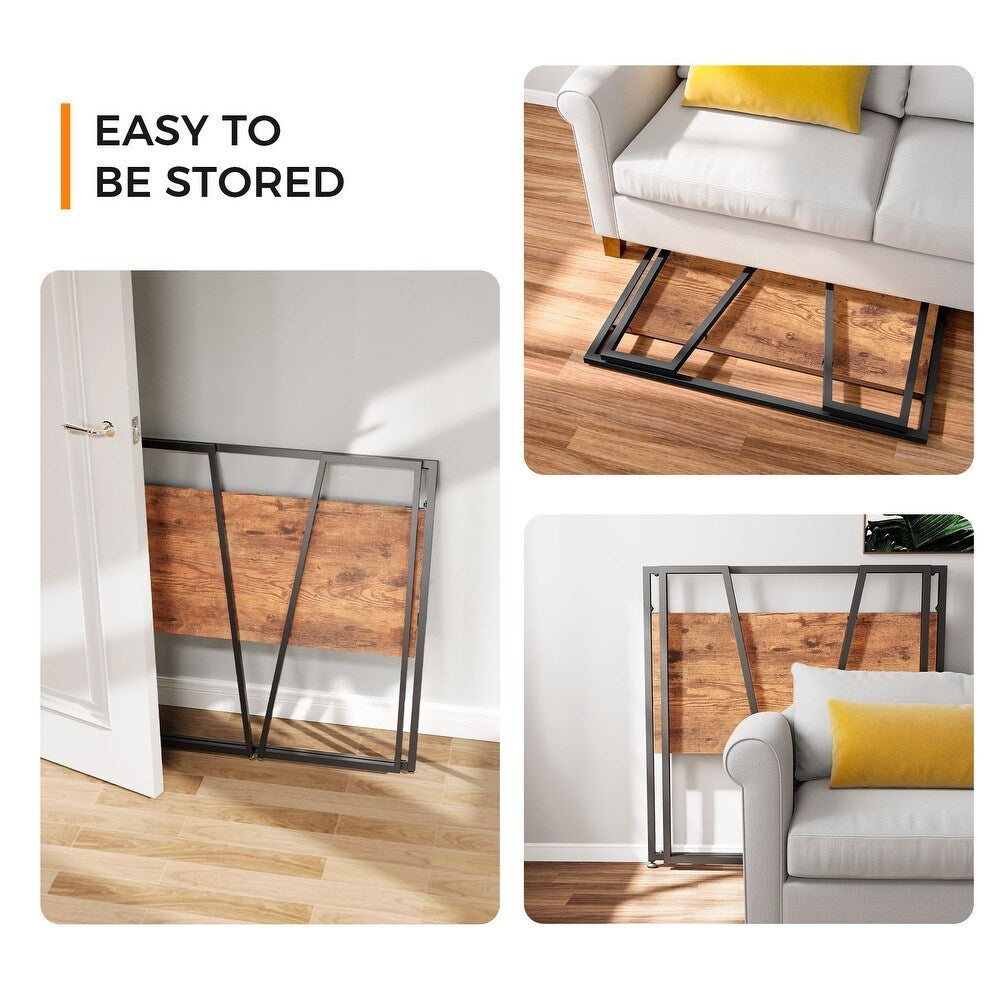 bureau pliant robuste en acier et bois pour petit espace, design élégant et pratique pour bureau maison moderne