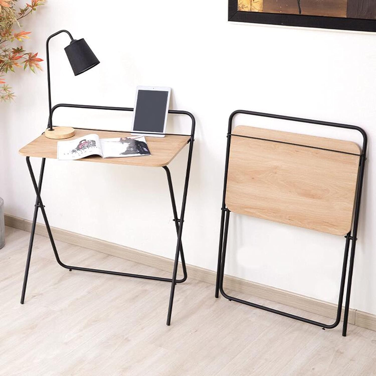  Table pliante gain de place pour maison et bureau – acier et bois