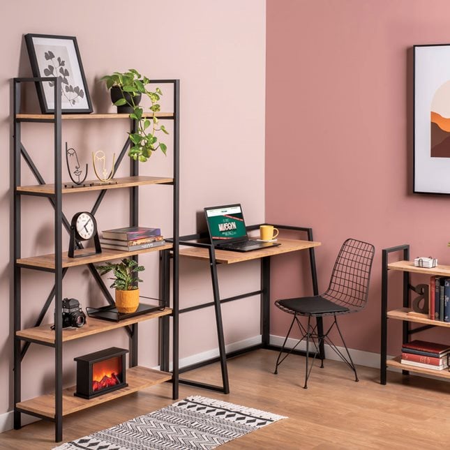 bureau pliable acier et bois 80x50 cm design moderne gain de place