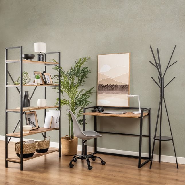 bureau pliable design en acier et bois 80x50 cm moderne, compact et idéal pour le télétravail à la maison